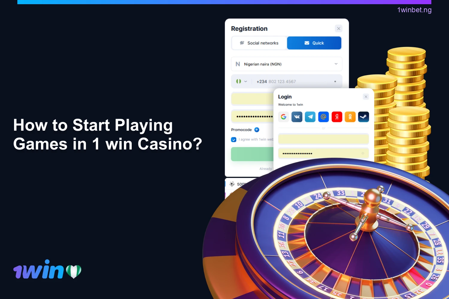 Nigerians can start playing real-money games at 1win after completing their registration and making an initial deposit.