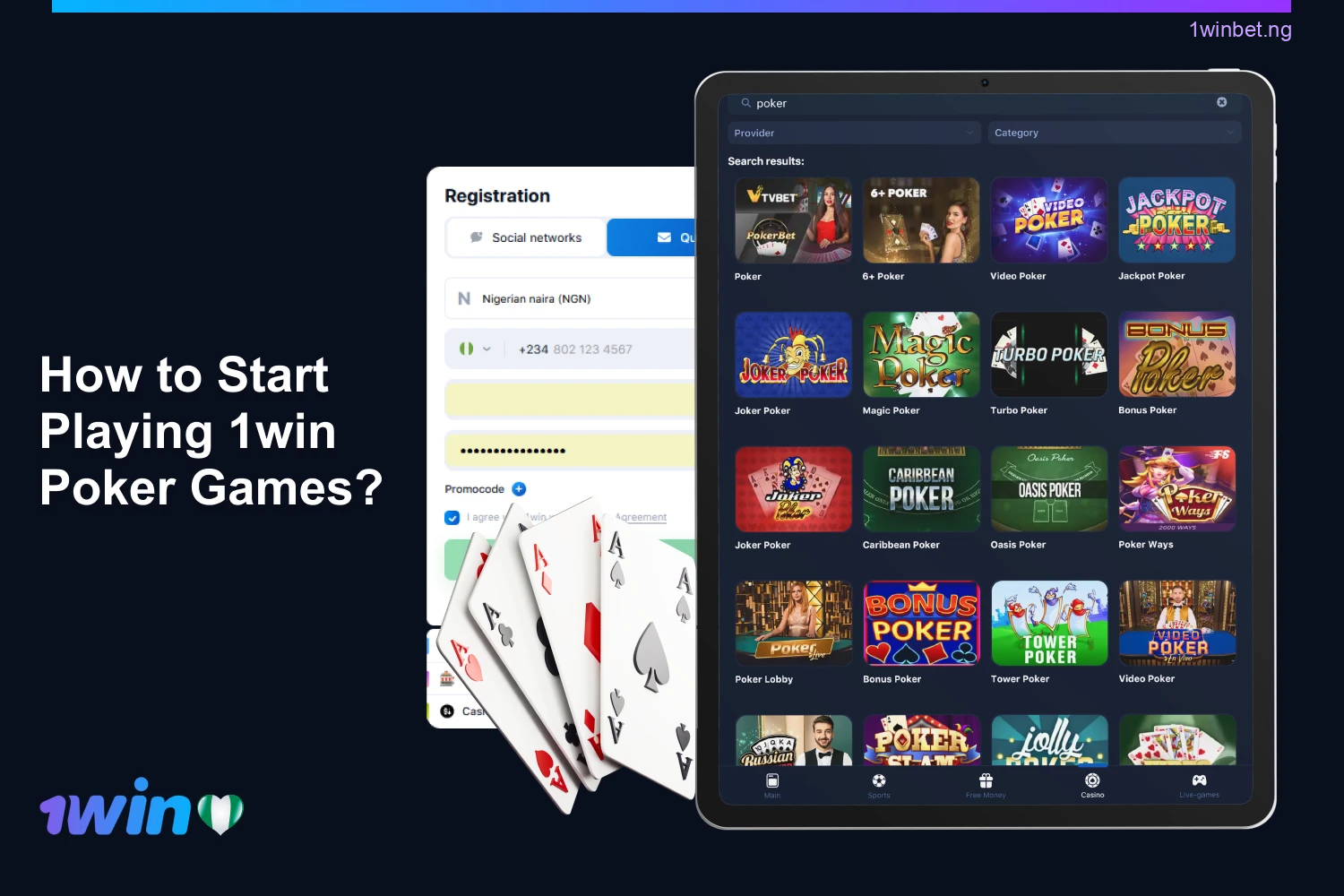 Nigerians can easily begin their poker adventure at 1win by meeting just a few simple requirements.
