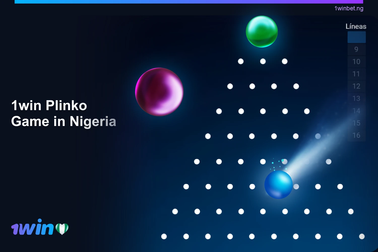 1win Nigeria's extensive gaming library includes the widely beloved Plinko game.