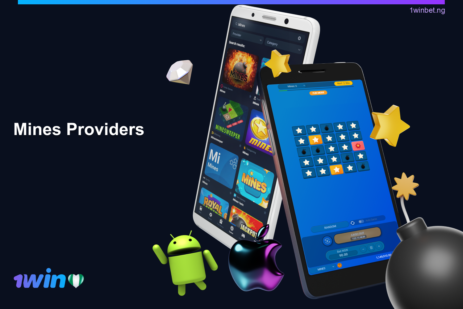 1win casino showcases multiple Mines games featuring distinctive themes from a range of providers.